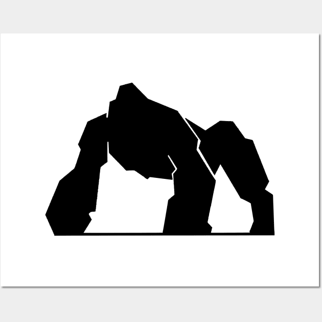 Blocky Silverback Gorilla Silhouette Wall Art by SteamboatJoe